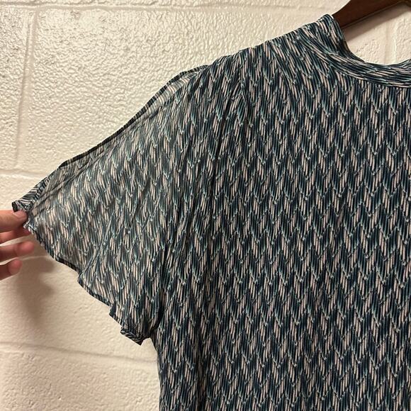 Reiss Rayah Printed Flippy Dress Blue Size 12 Mini Tie Detail Party Event Work - Picture 3 of 13